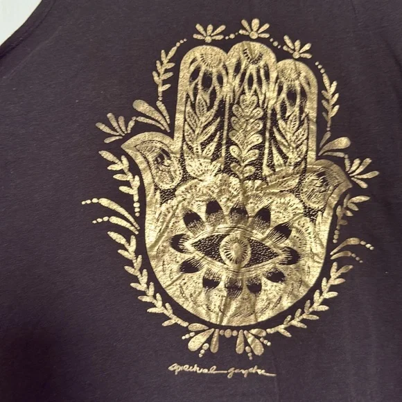 Spiritual Gangster Black Tank with Gold Hamsa NWOT Size L - Picture 2 of 5